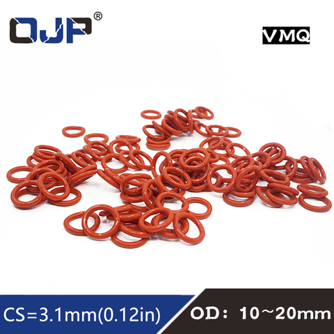 10PCS/lot Red Silicon Ring Silicone/VMQ O ring 3.1mm Thickness OD10/11/12/13/14/15/16/17/18/19/20mm Rubber O-Ring Seal Gasket ► Photo 1/6