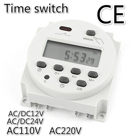 CN101A AC/DC12V 24V 220V 16A Amps Digital LCD Power Programmable Timer Time Relay Switch Support 17-times Daily Weekly Program ► Photo 1/3
