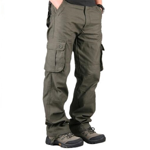 Men's Cargo Pants Casual Multi Pockets Military Tactical Pants Men Outerwear Army Straight Slacks Long Trousers Men Clothes ► Photo 1/6