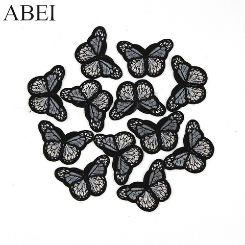 10pcs Black Patches Iron On Clothes Badge Embroidered Appliqued