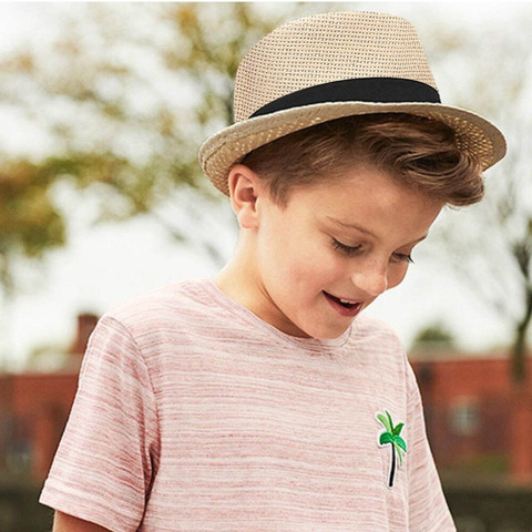 Children Sunhat Kids Summer Beach Straw Hat Jazz Panama Trilby Fedora Hats British Cap Breathable Baby Hats Girls Boys Sunvisor ► Photo 1/6