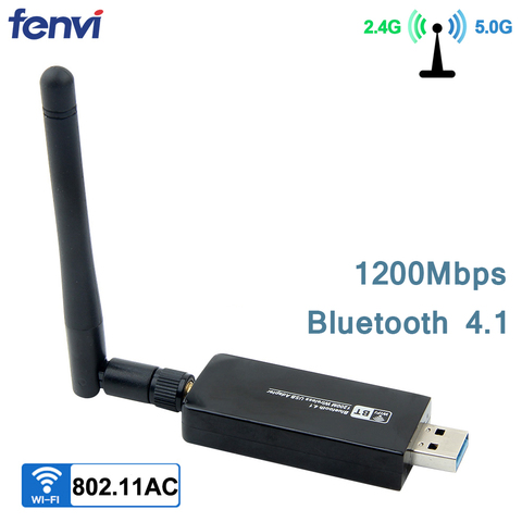 2IN1 Dual Band 1200Mbps Bluetooth 4.1 Wireless USB 3.0 Wifi Adapter 2.4G/5Ghz Realtek RTL8822BU Network Card Dongle w/Antenna ► Photo 1/6