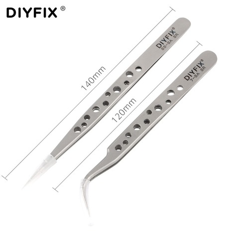 DIYFIX Electronics Industrial Tweezers Anti-static Curved Straight Tip Precision Stainless Forceps Phone Repair Hand Tools Sets ► Photo 1/5