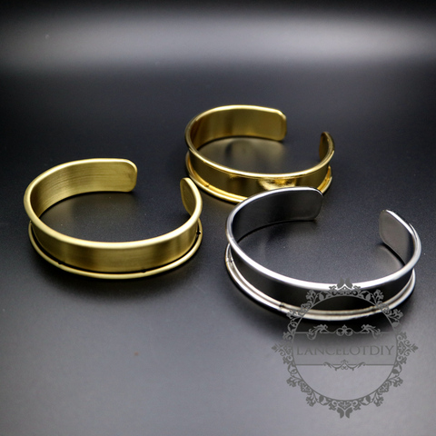 11mm width bezel,60mm diameter silver,gold,bronze color vintage style brass bangle adjustable bracelet DIY supplies 1900163 ► Photo 1/6