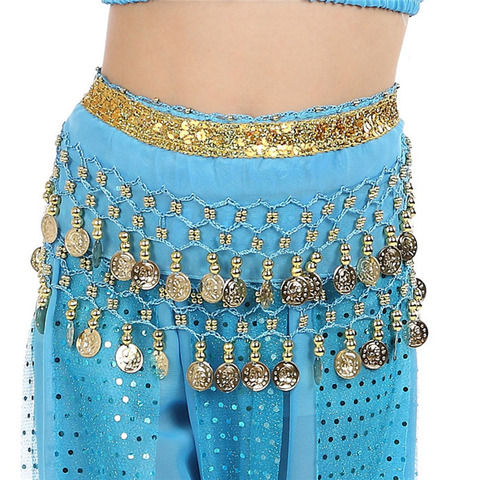 2022 New Hot sell Kids Belly Dance Coin Belt Hip Scarf Skirt Wrap Girls Bollywood Dancing Costume 6 colors free shipping ► Photo 1/6