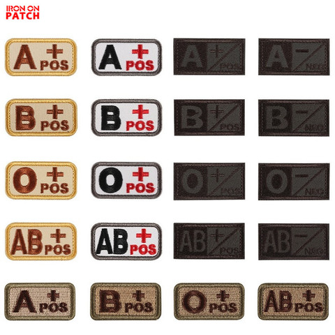 Military Tactics Blood Types Embroidered PVC HOOK&LOOP abo pos neg Patch Medical Armband for Clothing Cap Bag ► Photo 1/6