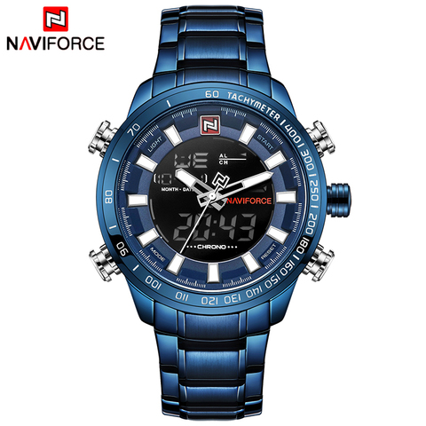 NAVIFORCE Top Luxury Brand Men Sports Watches Mens Full Steel Quartz Digital Clock Man Waterproof Wrist Watch Relogio Masculino ► Photo 1/6