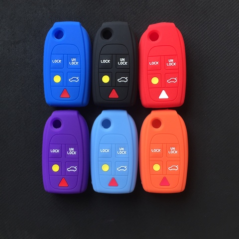 Silicone Rubber car Key Case Cover for Volvo S80 S60 V70 XC70 XC90 D05 Folding Flip Remote 5 button key ► Photo 1/6