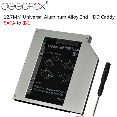 DeepFox Aluminum 2nd HDD SSD caddy 12.7mm IDE To Sata Case For 2.5