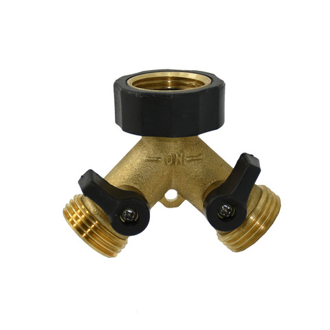 Brass Female 3/4 to 3/4 male 2 way tap water splitter garden tap Y connectors Irrigation valve Hose Pipe connector adapter 1pcs ► Photo 1/1