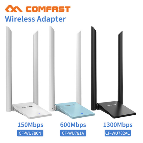 Comfast USB 3.0 Wireless Wifi Adapter Dual Band 2.4+5 GHz 150 -1300 Mbps 802.11AC 802.11 a/b/n/g/ac with 2*6dbi Wi fi Antennas ► Photo 1/5