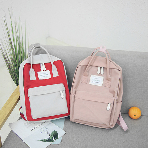 Women Canvas Backpacks Candy Color Waterproof School Bags for Teenagers Girls Big Cute Laptop Backpack Patchwork Kawaii Backpack ► Photo 1/5