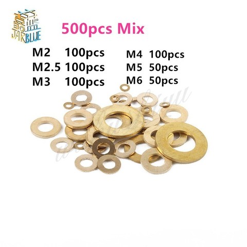 50Pcs or 500pcs Mix  DIN125 ISO7089 M2 M2.5 M3 M4 M5 M6 M8 Meson Pad Sheet Metal Collar Brass Flat Washer ► Photo 1/3