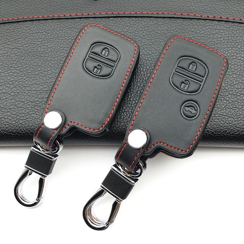 Genuine Leather car Key Cover For Toyota Camry Highlander Crown Prado Land Cruiser Vitz Prius Intelligent Key Case Protector Bag ► Photo 1/6