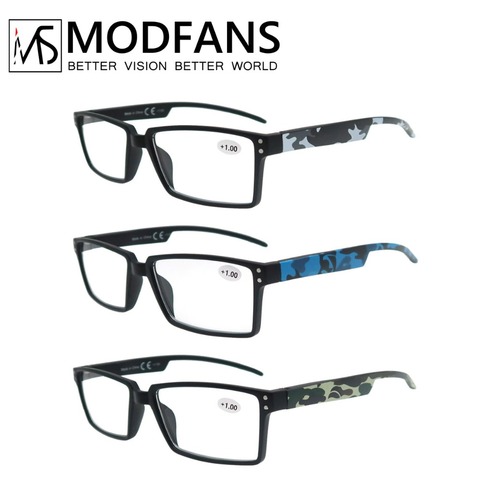 Oversized Reading Glasses Men Squard Vision Presbyopic High Quality Rectangular Eyeglasses With Camouflage Leg +1+1.5+2+2.5+3 ► Photo 1/6