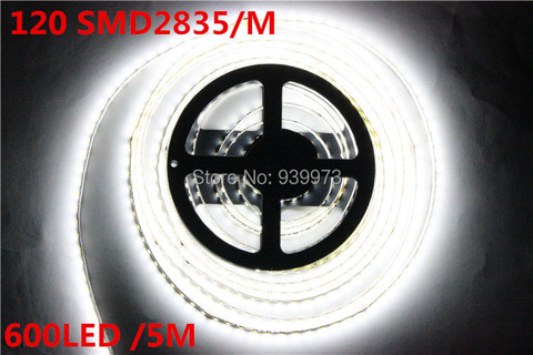 Super Bright 5M 2835 SMD 120led/m 600Leds White  Warm White Flexible LED Strip 12V Non-Waterproof more brighter than 3528 strip ► Photo 1/4