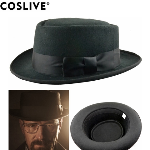 Coslive Cool Black Hat Breaking Bad Walter White Cosplay Heisenberg Hat Pork Pie Cap Cosplay Costume Accessories Christmas Gift ► Photo 1/5