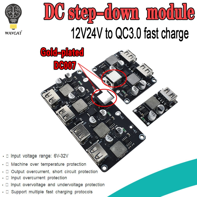 DC-DC Step Down Buck Converter Charging Circuit Module 6-32V 12V 24V QC3.0/QC2.0 