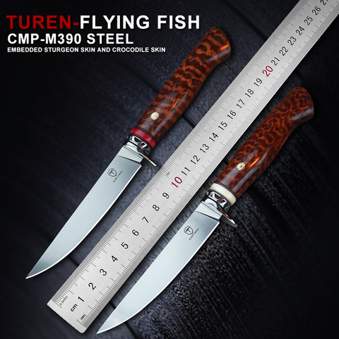 TUREN-Fishing Knife M390 Steel Blade Snakewood Handle Fixed Blade Hunting Knives Camping Straight Knife with Sheath ► Photo 1/6
