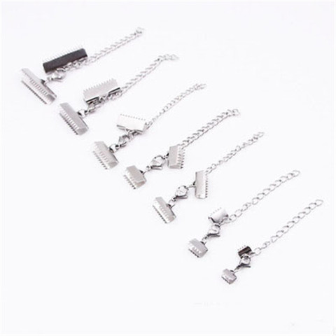 5set Stainless Steel Flat End  Fastener Clasps Fit Leather Cord Extender Chains Lobster Clasps Connectors For Jewelry Findings ► Photo 1/1
