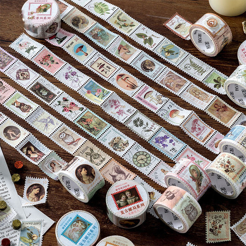Mohamm Vintage Stamps Series Color Washi Masking Tape Release Paper Stickers Scrapbooking Stationery Decorative Tape ► Photo 1/1