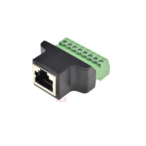 RJ45 Ethernet FEMALE TO 8 PIN SCREW TERMINAL converter RJ45 socket connector adapter for cctv dvr ► Photo 1/5