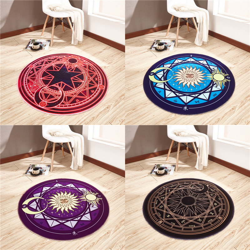 Anime Card Captor Sakura Magic Circle Floor Mat Round Anti Slip Mat Rug Carpet 