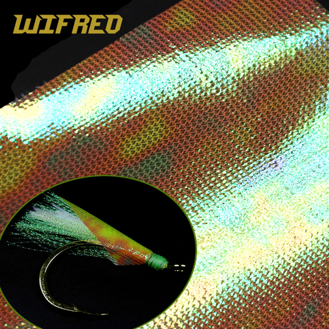 Wifreo 15cmX110cm Metalic Holographic Flash Film Mesh Back Durable Sabiki Fish Skin Assit Hook Wing Material Shrimp Fly Back ► Photo 1/6