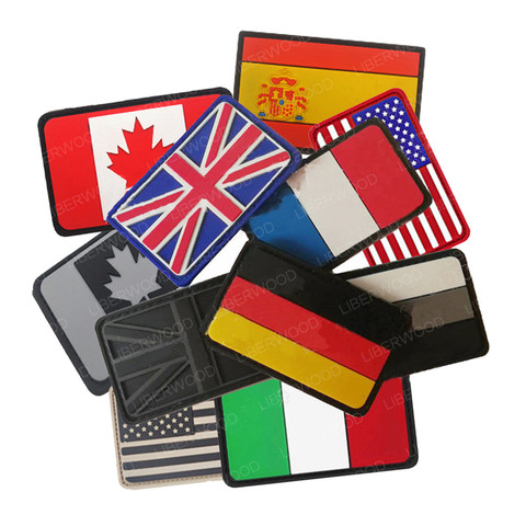 PVC Flag Patch Union Jack Spain France Germany Italy American USA US Canada Flag Military Patch Tactical Badges Rubber Patches ► Photo 1/6