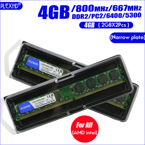 PLEXHD Desktop PC Memory RAM Memoria Module DDR2 800 PC2 6400 4GB(2PCS*2GB) Compatible DDR2 800MHz / 667MHz ► Photo 1/6