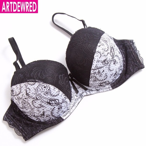 ARTDEWRED D E cup Lace Push Up bra for Plus Size Women 34 36 38 40