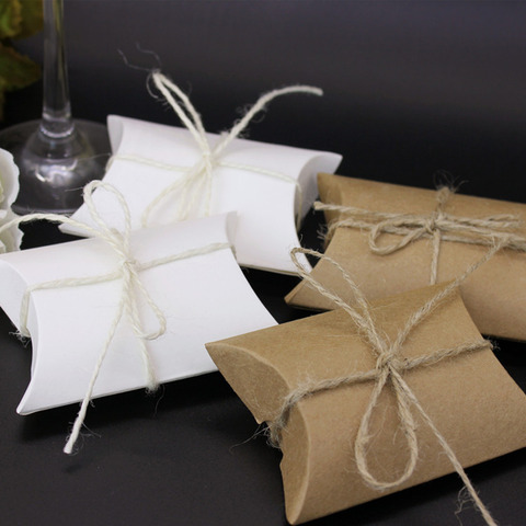 10pcs Wedding Kraft paper Gift Boxes Pillow Shape Wedding Favor Gift Box Party Candy Box Wholesales Festive Party Supplies ► Photo 1/6