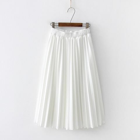 2022 Summer New Women Fashion Skirts High Waist Elascity Casual Solid Pleated Chiffon Party Skirt ► Photo 1/6
