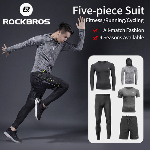 ROCKBROS Men's Sport Suits Running Sets Quick Dry Sweat-absorbent Sports Joggers Training Gym Fitness Tracksuits Running Sets ► Photo 1/6