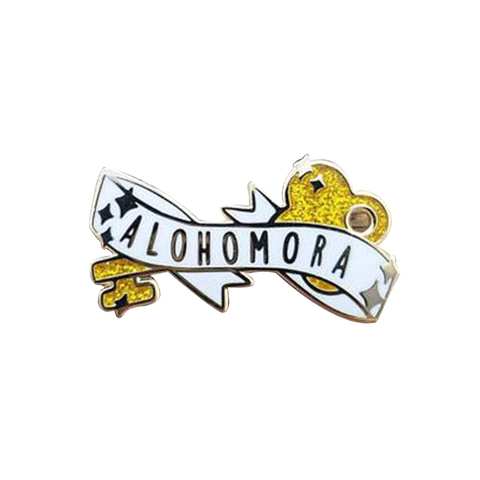 Alohomora lapel pin spell banner badge yellow glitter witchcraft brooch fans art accessory ► Photo 1/1