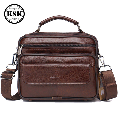 Men's Genuine Leather Bag Messenger Bag CrossBody Bags Shoulder Handbag Male Luxury Handbags 2022 Fashion Flap Pocket KSK ► Photo 1/6