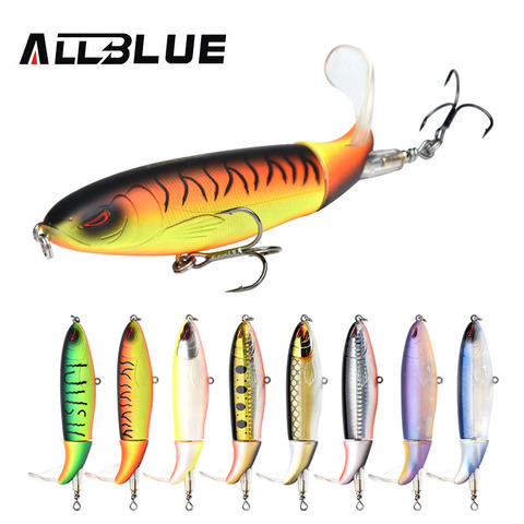 ALLBLUE Whopper Popper 9cm/11cm/13cm Topwater Fishing Lure Artificial Bait Hard Plopper Soft Rotating Tail Fishing Tackle Geer ► Photo 1/6
