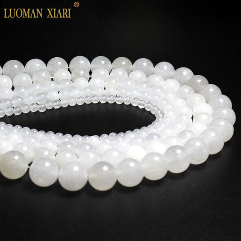 Wholesale AAA+ Round Shape Natural White jades Stone Beads For Jewelry Making DIY Crystal Bracelet 4/ 6/8/10 /12 mm Strand 15'' ► Photo 1/6