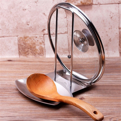 New Soup Spoon Rests Stainless Steel Pan Pot Cover Lid Rack Stand Spoon Holder Stove Organizer Storage Kitchen Accessories ► Photo 1/6