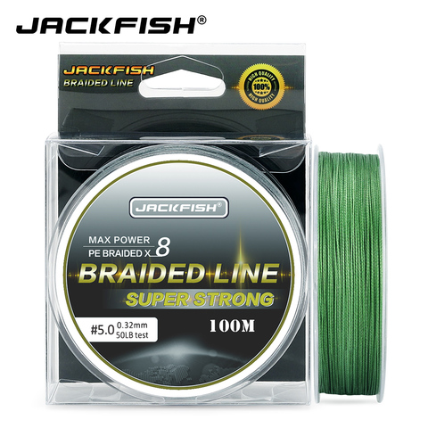 JACKFISH 100m 8 Strand PE Braided Fishing Line 10-80LB