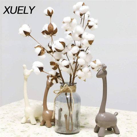 10 heads natural cotton branches artificial flowers wedding holding flowers plants wall fake flowers home living room decoration ► Photo 1/6