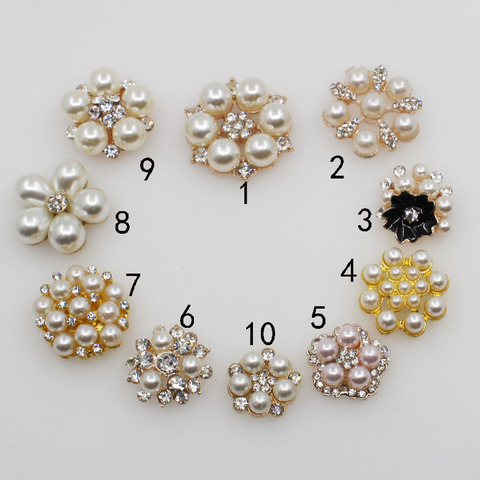Fashion 10pc Mixed Size Rhinestone Pearl Buttons Wedding Decoration DIY Flatback Gold Clothing Scrapbooking Crafts Accessories ► Photo 1/6