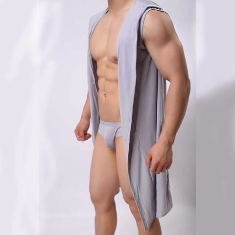 New Men's Fashion bathrobe sauna clothes massage clothes  Ice silk sleepwear  pajamas  home loose fitting clothes ► Photo 1/6