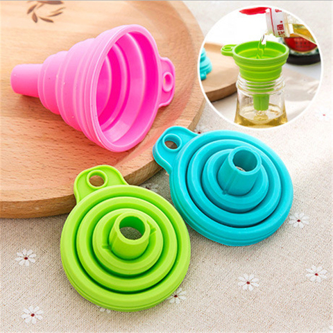 CHASANWAN 1pc Mini Silicone Gel Foldable Collapsible Style Funnel Hopper Kitchen Cooking Tools Kitchen Goods Kitchen Accessories ► Photo 1/4
