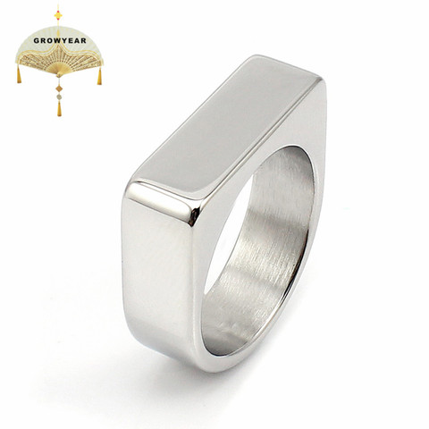 Personalized Rings Blank Stainless Steel Mens Signet Rings Silver Color Size 8 9 10 11 not including extra logo cost for 1pcs ► Photo 1/6