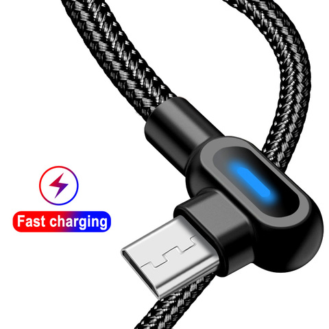 Olaf 1M 90 Degree Micro usb cable USB Type C fast charging Data sync cable for iPhone xr Samsung Huawei USB C Mobile phone cable ► Photo 1/6