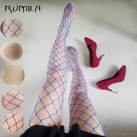 blue red SEXY women high waist fishnet stocking fishnet club tights panty knitting net pantyhose trouser mesh lingerie TT016 ► Photo 1/5