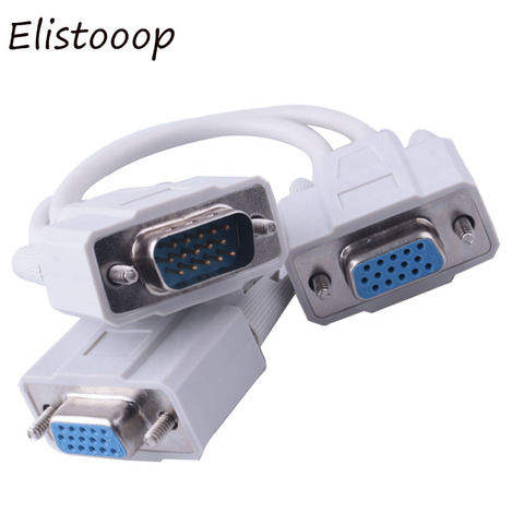 Elistooop SVGA Monitor Adapter Splitter Cable Male VGA to 2 Female VGA 2 Way Dual Video card LCD Y Splitter adpater ► Photo 1/6