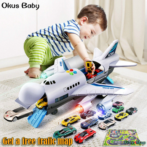 Music Lights Simulation Track Inertia Children's Toy Aircraft Large Size Passenger Plane Kids Airliner Toy Car Free Gift Map ► Photo 1/6