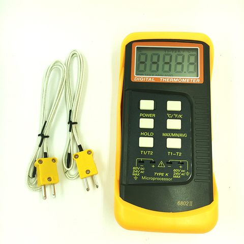 6802II  K type digital thermometer  thermocouple thermometer K-Type Temperature Meter  dual channel ► Photo 1/6